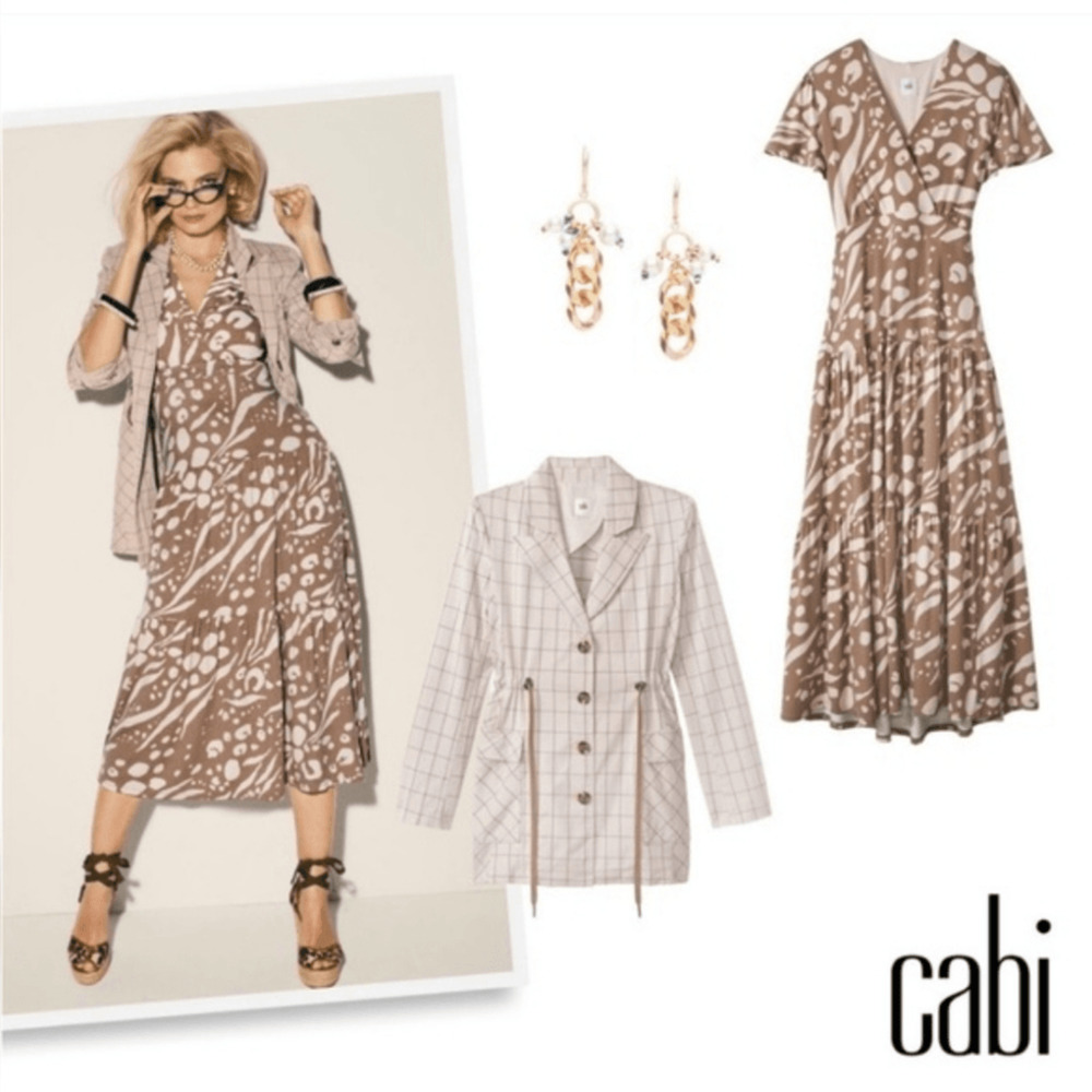 Cabi Swoon Dress Brown Tan Midi Maxi Cut Out Ruched Back 6147 Small Boho Chic - Picture 13 of 13